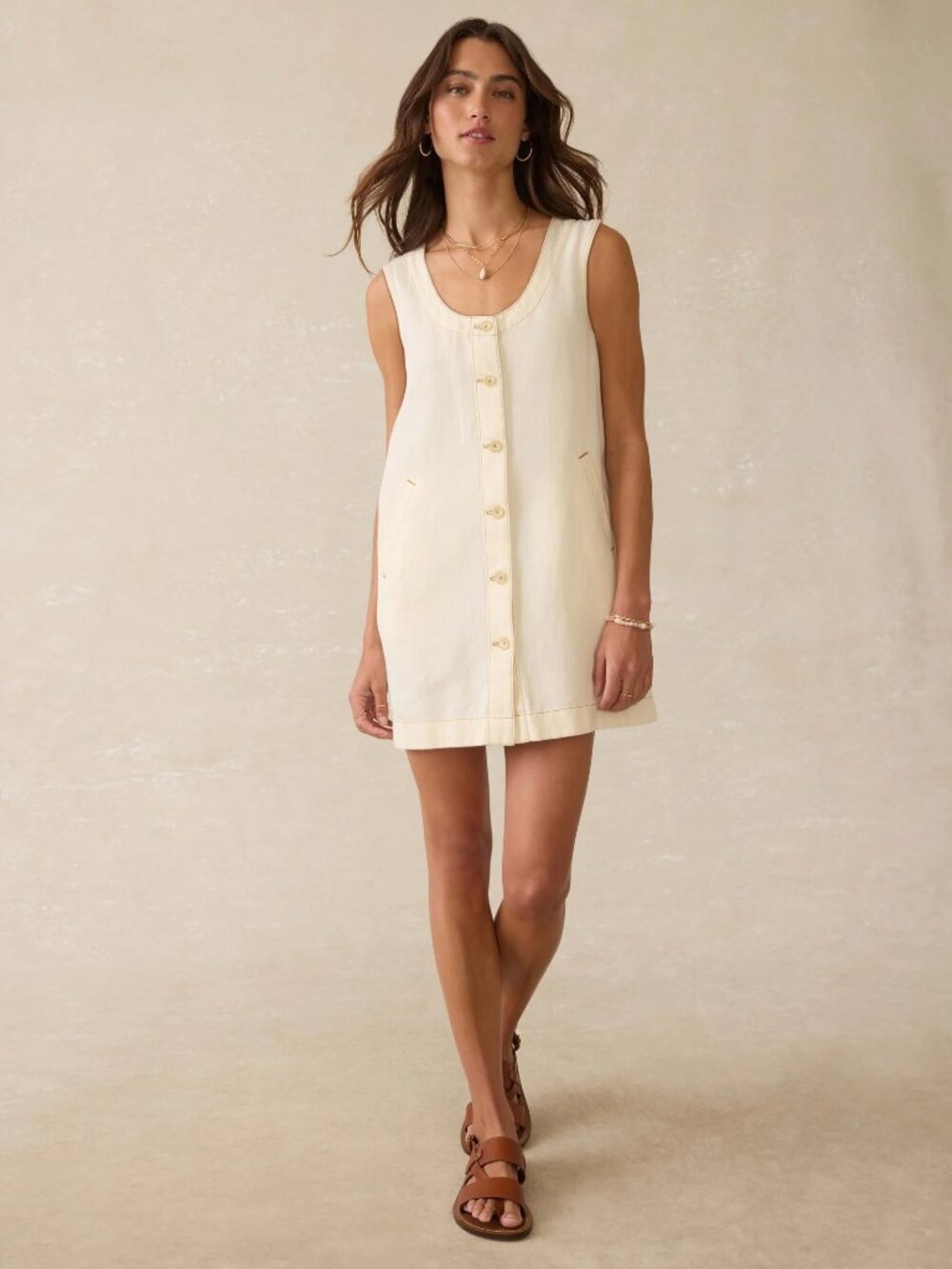 Faherty Linen Denim Malibu Mini Dress